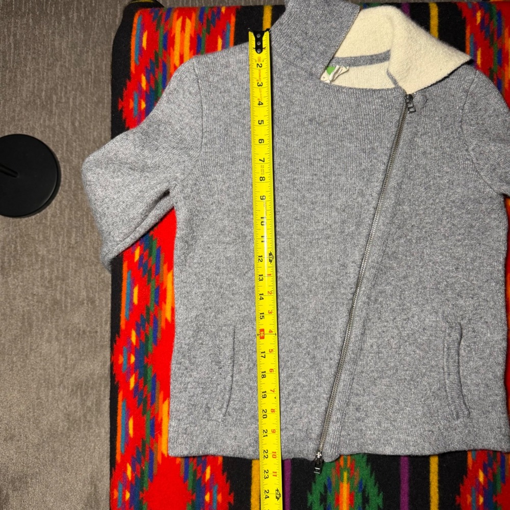 Anthropologie Womens XS Grey Knit Moto Cardigan Jacket Asymmetric Zip Sweater - Picture 8 of 9